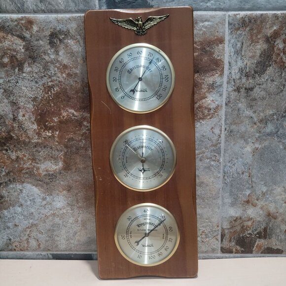 Vintage Price Import Verichron Weather Station Wall Mounted Thermometer Baromete - Picture 1 of 13